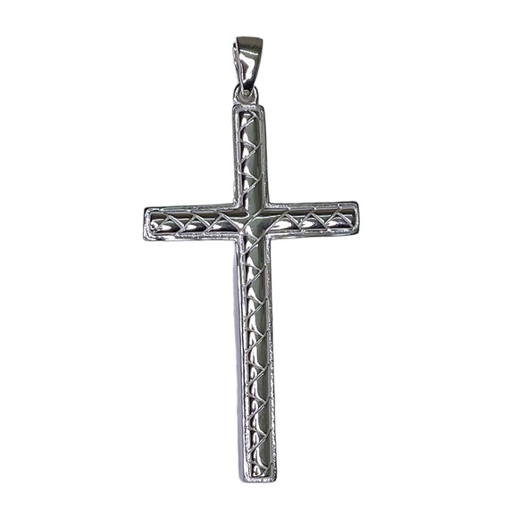 Handmade Luxury White Gold Sterling Silver Cross Pendant - Latest Fashion, - Picture 4 of 10